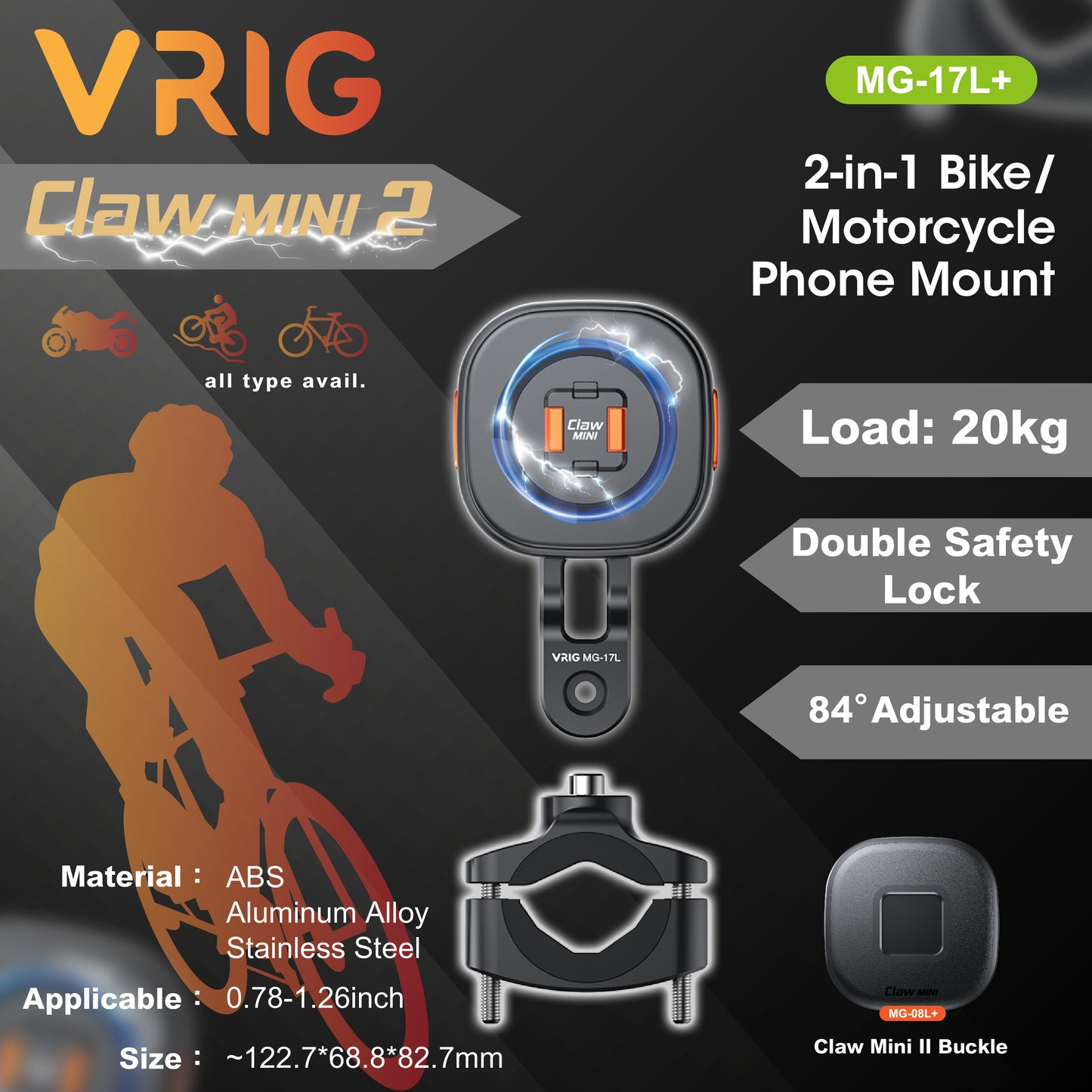 單車/電單車MagSafe磁鎖二合一手機固定支架│附專用手機支架貼