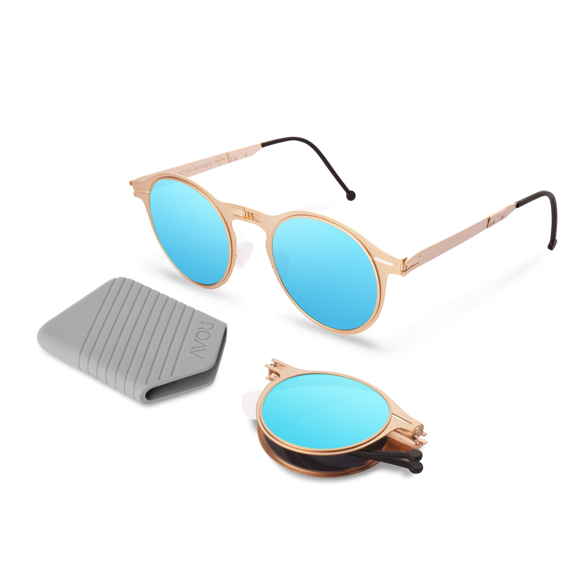 Balto Folding Sunglass 1003 Brush Gold / Blue Mirror