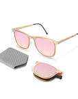 Lennox Folding Sunglass 8002 Brush Gold / Pink Mirror