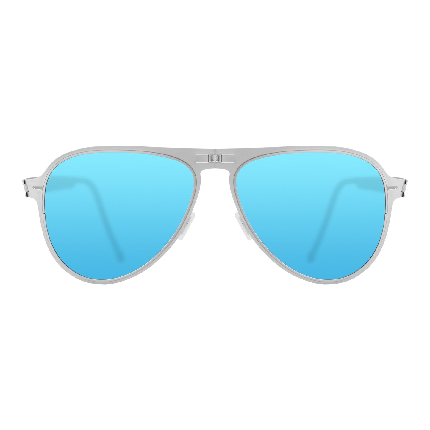 ATLAS Folding Sunglass 8101 Brush Silver / Blue Mirror