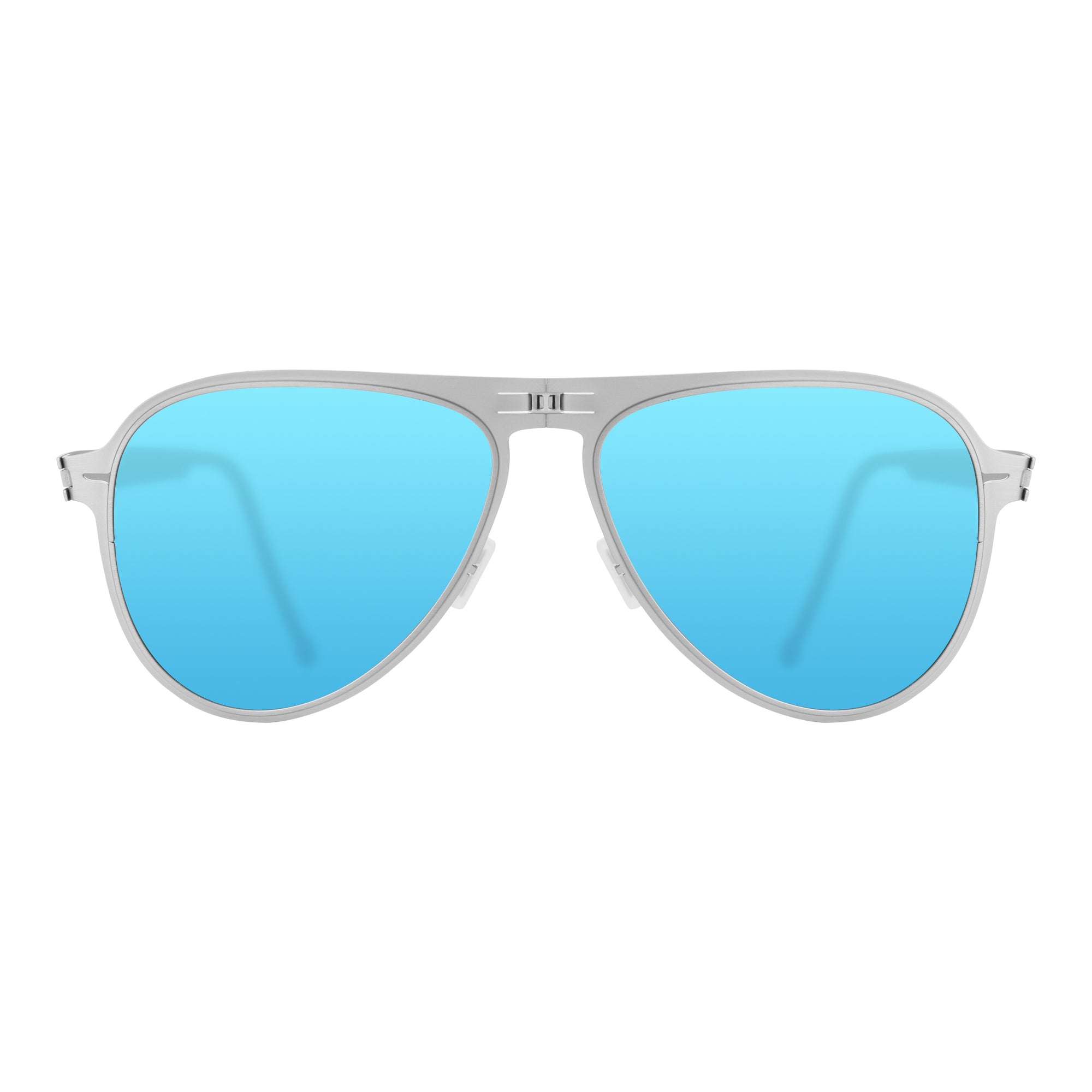 ATLAS Folding Sunglass 8101 Brush Silver / Blue Mirror