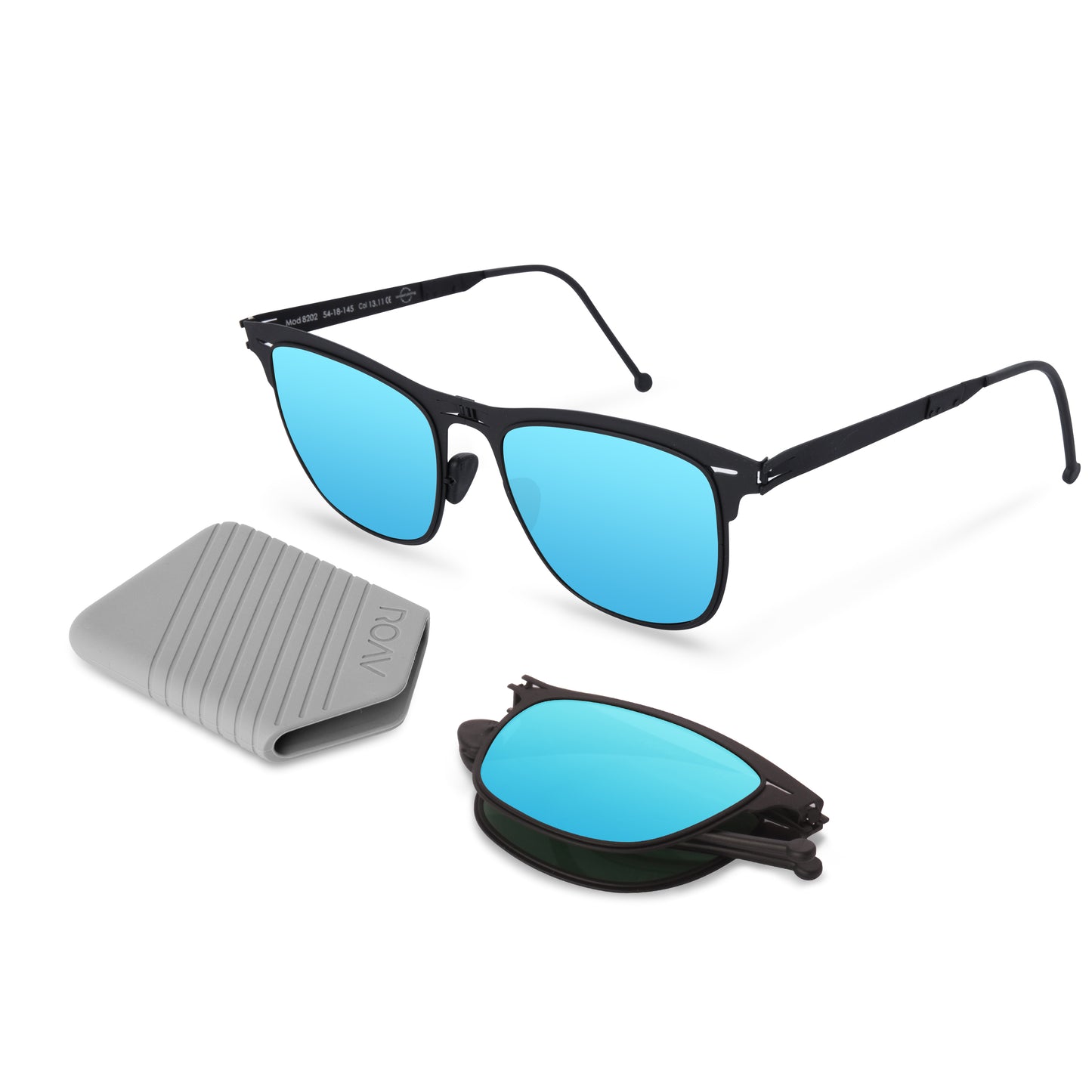 JETT Folding Sunglass 8202 Matte Black / Blue Mirror