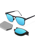 JETT Folding Sunglass 8202 Matte Black / Blue Mirror