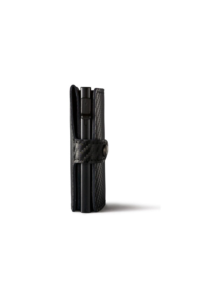 Slide Mini Wallet ‧碳纖真皮Carbon RFID小銀包型卡片盒 - 黑