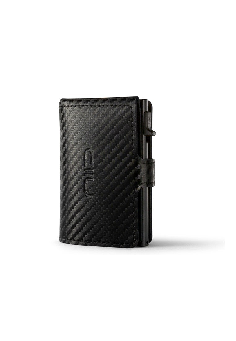 Slide Mini Wallet ‧碳纖真皮Carbon RFID小銀包型卡片盒 - 黑