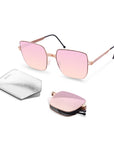 BRIGITTE Folding Sunglass S006 Brush Gold / Pink Mirror