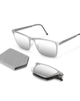 Echo Folding Sunglass 8203 Brush Silver/Silver Mirror