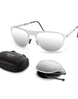 Magnum Folding Sunglass Z004 Brush Silver/Silver Mirror