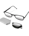 Penelope Folding Sunglass 5004 Matte Black / Silver Mirror
