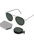 Blade Folding Sunglass 8303 Brush Silver /Black/ G15