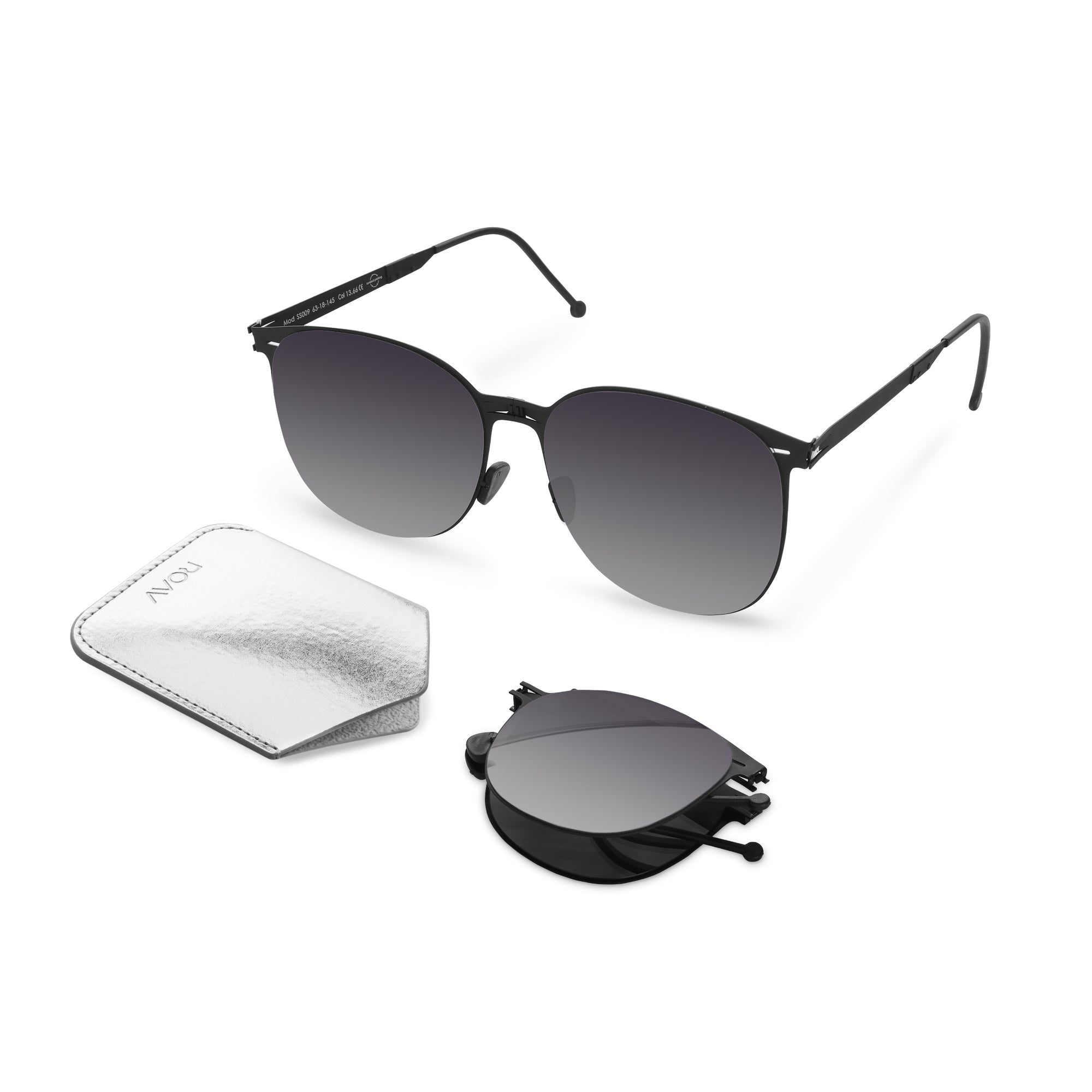 CHARLIZE Folding Sunglass SS009 Matte Black / Grey Gradient