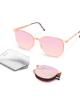 CHARLIZE Folding Sunglass SS009 Brush Gold/ Pink Mirror