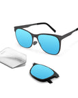 Bond Folding Sunglass SS013 Matte Black / Blue Mirror