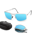 Arrow Folding Sunglass Z001 Brush Silver / Blue Mirror