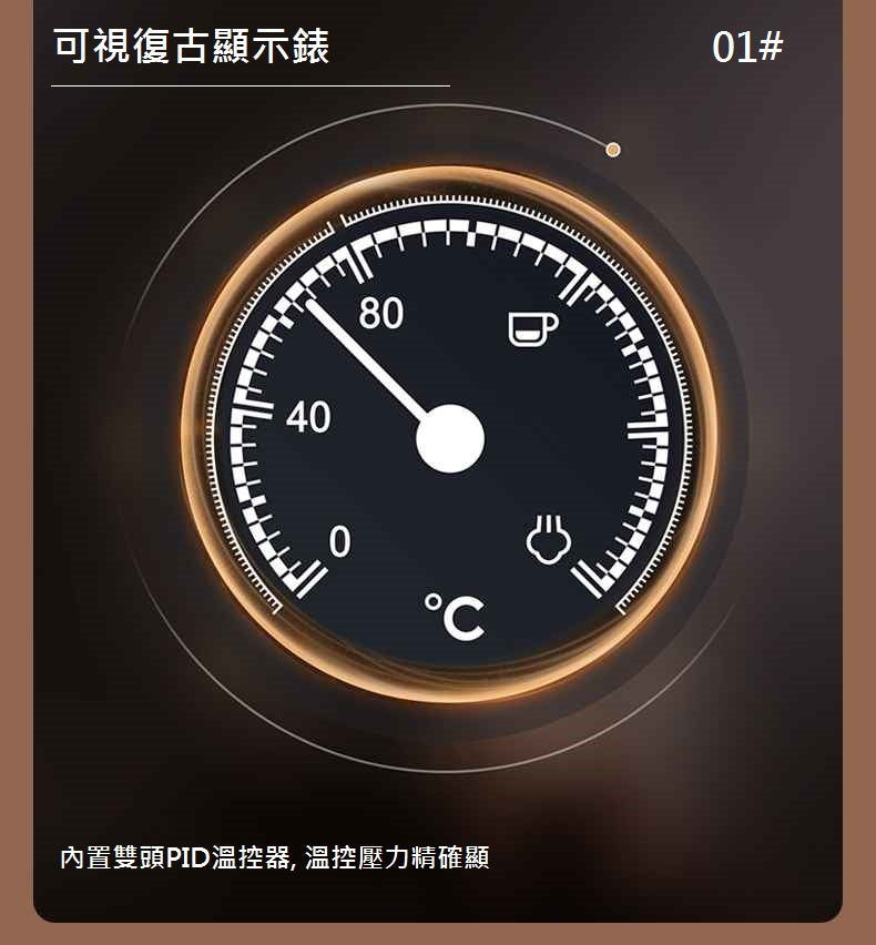 在家自製‧高壓萃取‧生活享受‧奶泡‧拉花‧PE2190 復古溫控顯示計意式半自動咖啡機