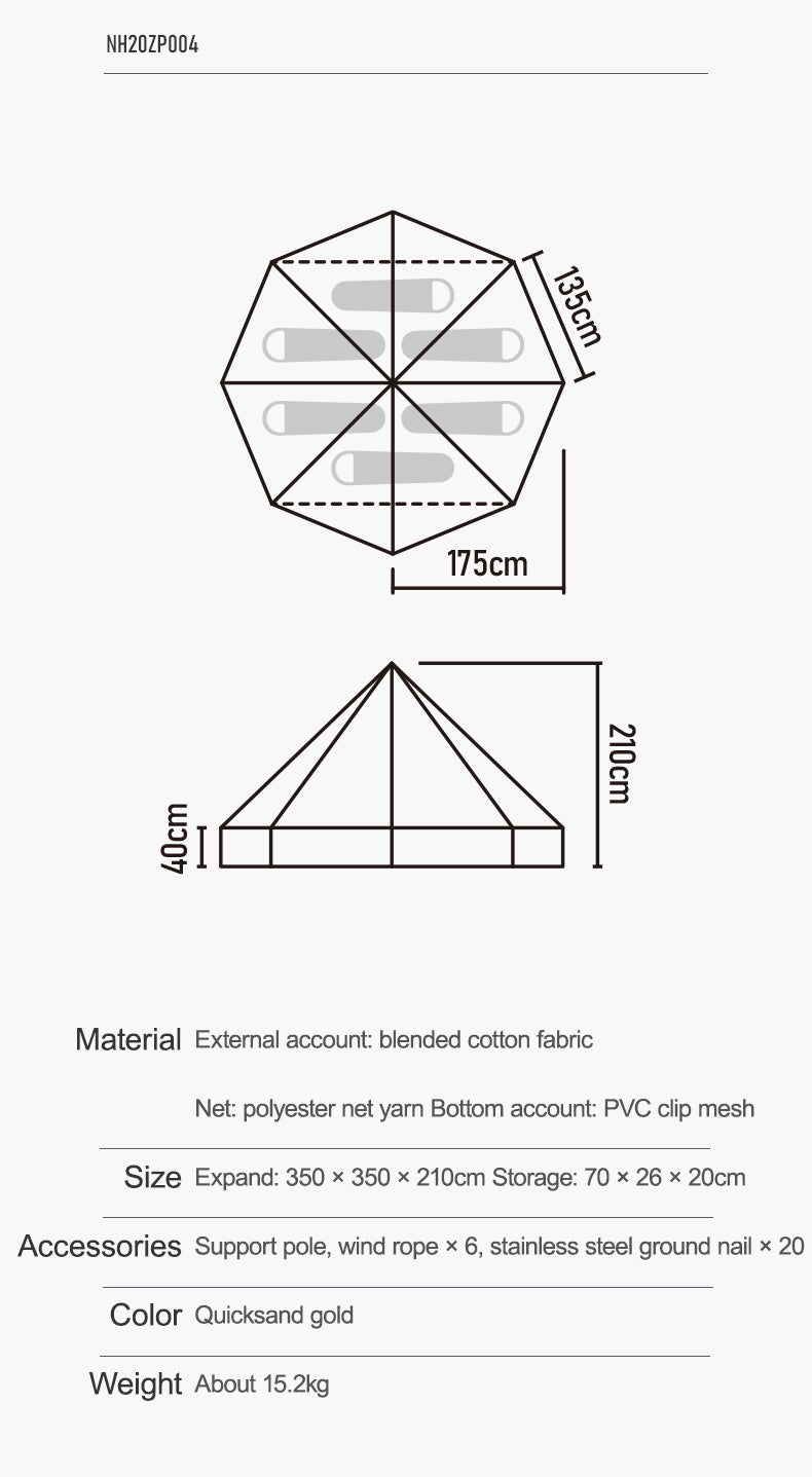 (接受預訂) 棉布金字塔型四至六人帳篷
