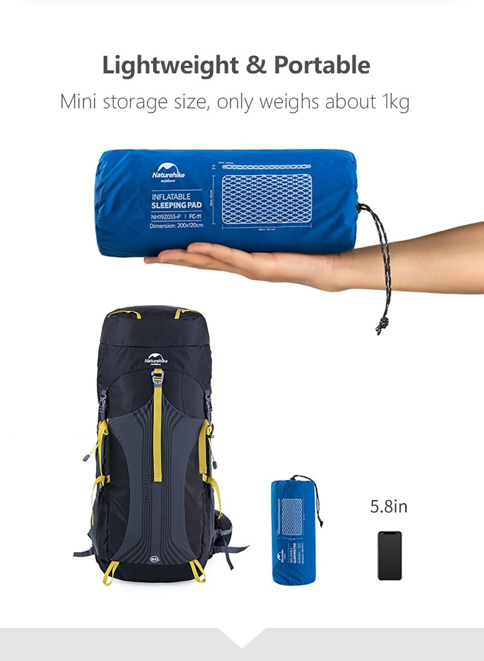 雙人輕盈TPU露營充氣床墊連充氣袋FC-11 Diamond Lightweight TPU Camping Inflatable Mattress Couple Include Inflate Bag(Blue)