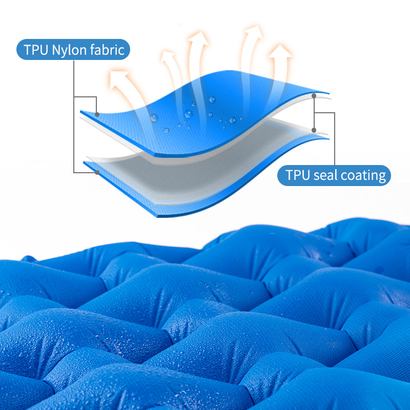 雙人輕盈TPU露營充氣床墊連充氣袋FC-11 Diamond Lightweight TPU Camping Inflatable Mattress Couple Include Inflate Bag(Blue)