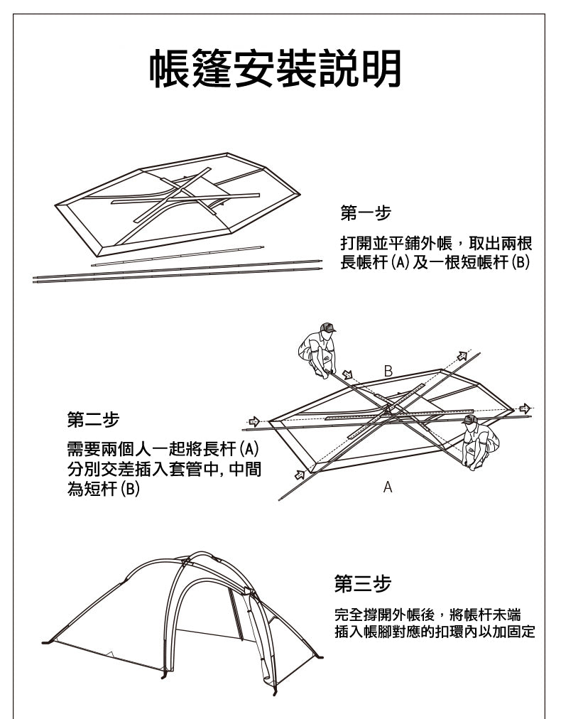 Hiby廳房一體20D雙線尼龍2-3人用帳篷(附地墊)