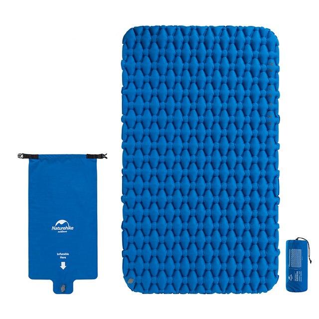雙人輕盈TPU露營充氣床墊連充氣袋FC-11 Diamond Lightweight TPU Camping Inflatable Mattress Couple Include Inflate Bag(Blue)