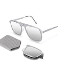 VIRGIL Folding Sunglass 8003 Brush Silver / Silver Mirror