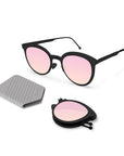 Jane Folding Sunglass 8106 Matte Black / Pink Mirror