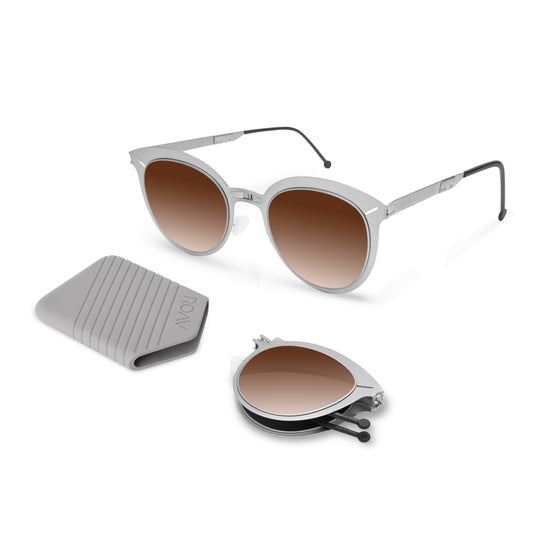 JANE Folding Sunglass 8101 Brush Silver / Brown Gradient