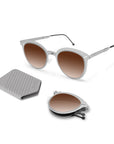 Jane Folding Sunglass 8106 Brush Silver / Brown Gradient