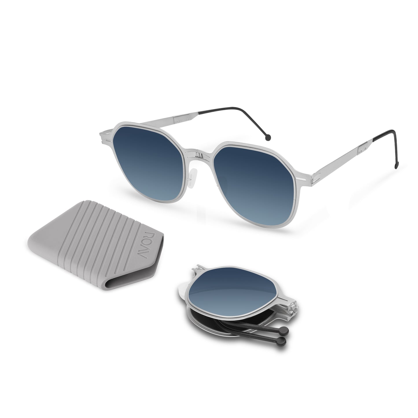 DEAN Folding Sunglass 8109 Brush Silver / Blue Gradient