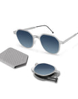 DEAN Folding Sunglass 8109 Brush Silver / Blue Gradient