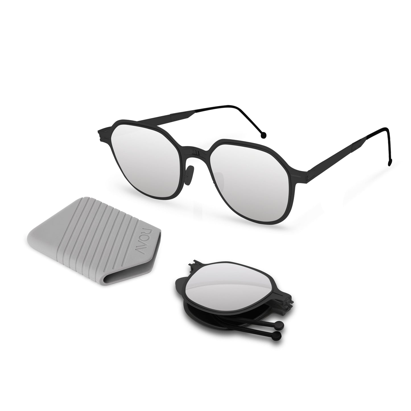 DEAN Folding Sunglass 8109 Matte Black / Silver Mirror