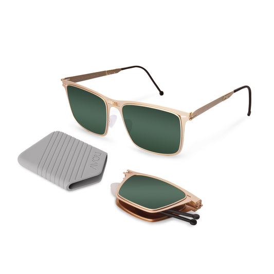 Echo Folding Sunglass 8203 Brush Gold / G15