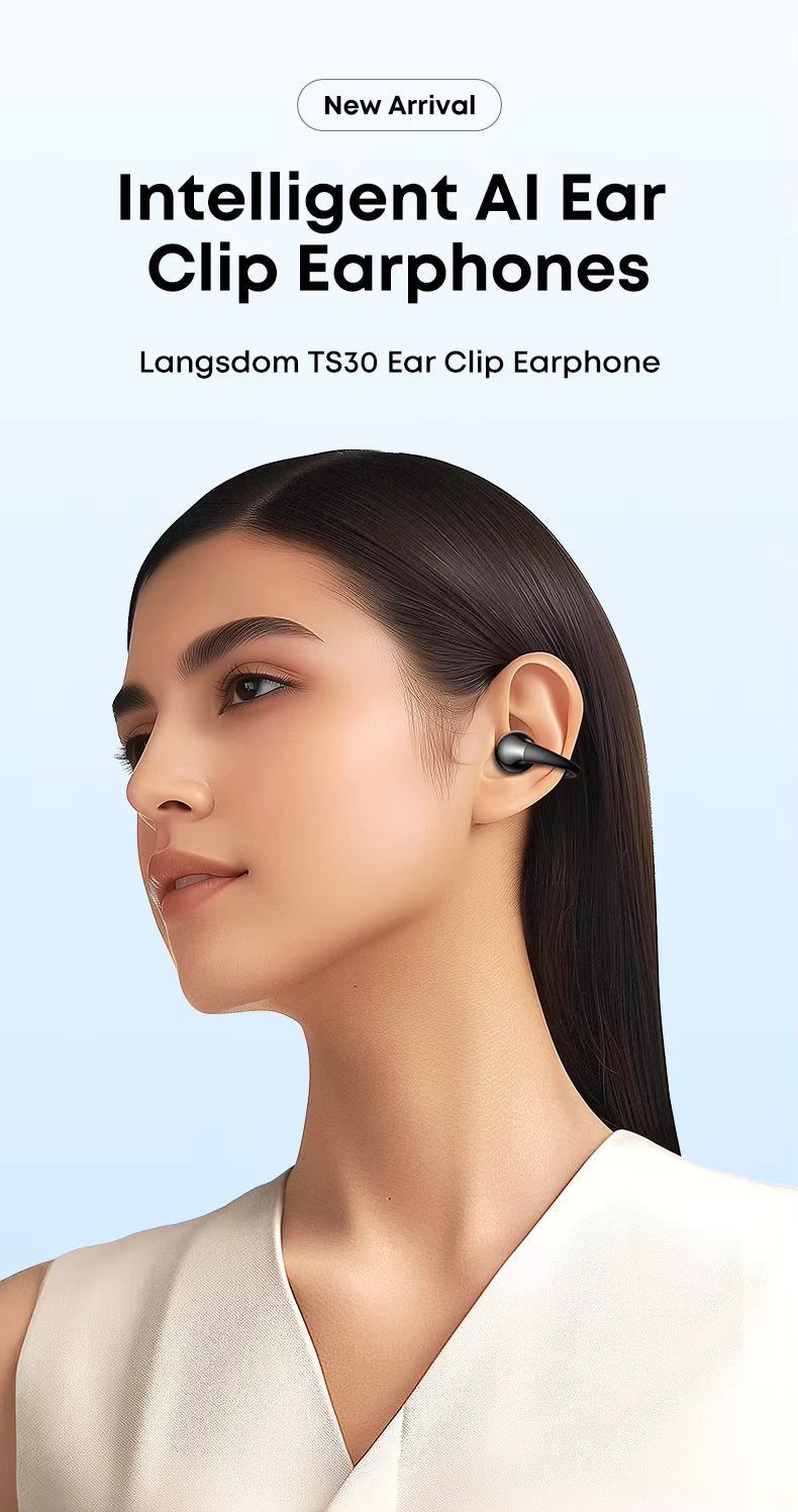 Langsdom TS30 藍牙耳夾式耳機｜長續航｜Type-C快充｜高清通話降噪耳機