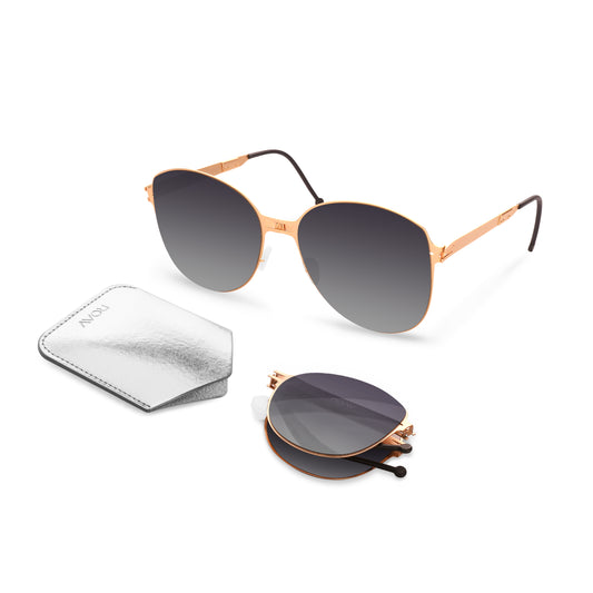 RITA Folding Sunglass S008 Brush Gold / Grey Gradient