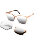 AUDREY Folding Sunglass SS002 Brush Gold / Silver Mirror