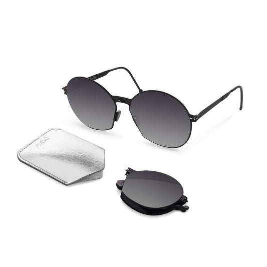 INGRID Folding Sunglass SS007 Matte Black / Grey Gradient