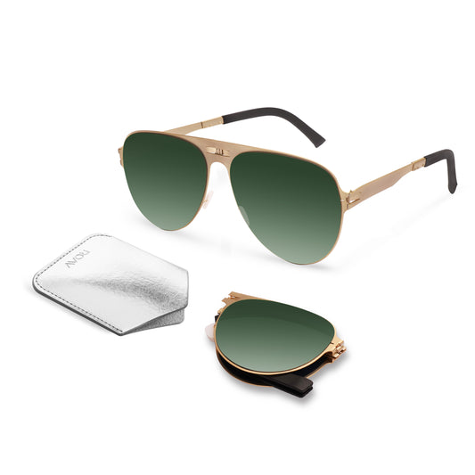 Orville Folding Sunglass SS014 Brush Gold / G15 Gradient