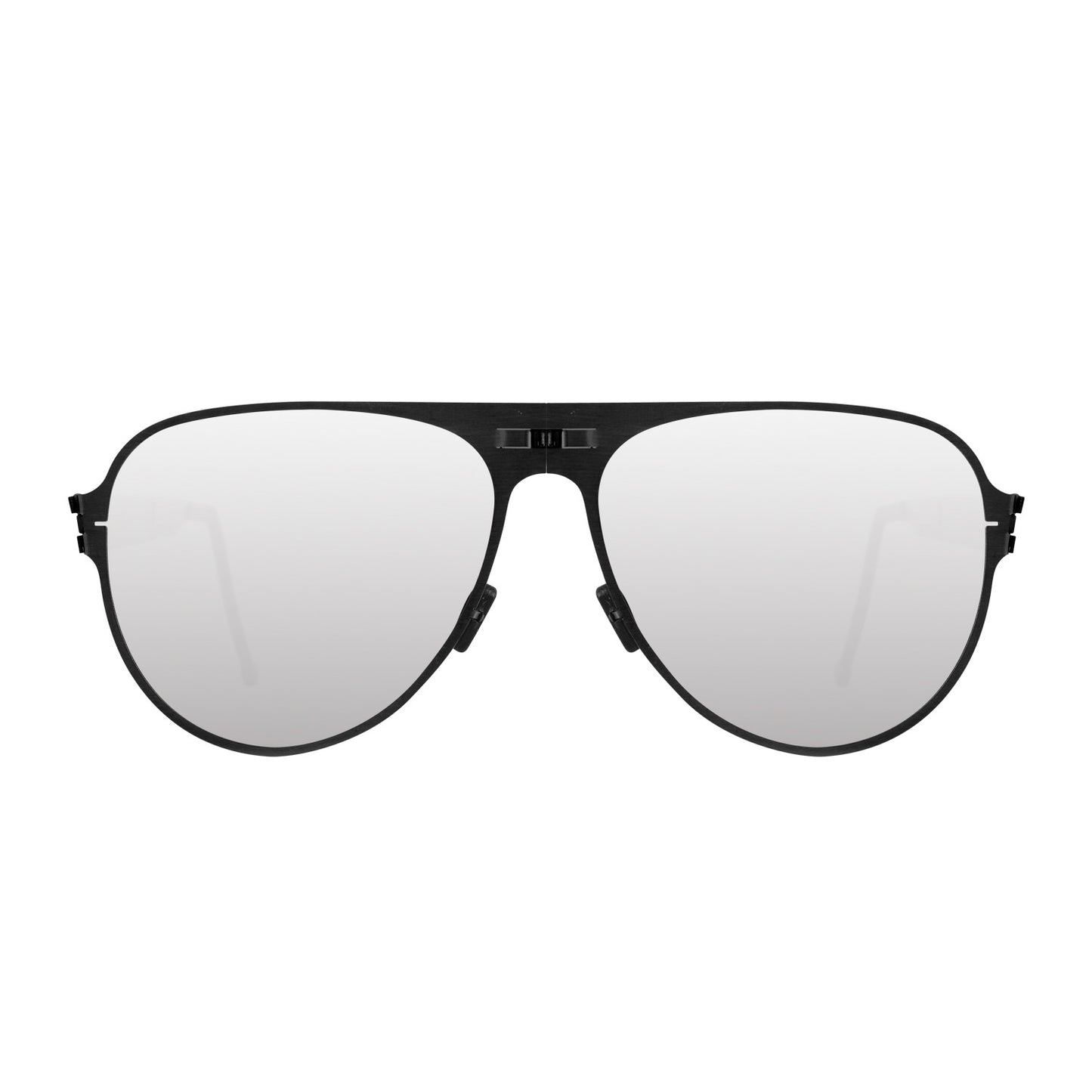 Orville Folding Sunglass SS014 Matte Black / Silver Mirror