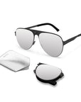 Orville Folding Sunglass SS014 Matte Black / Silver Mirror
