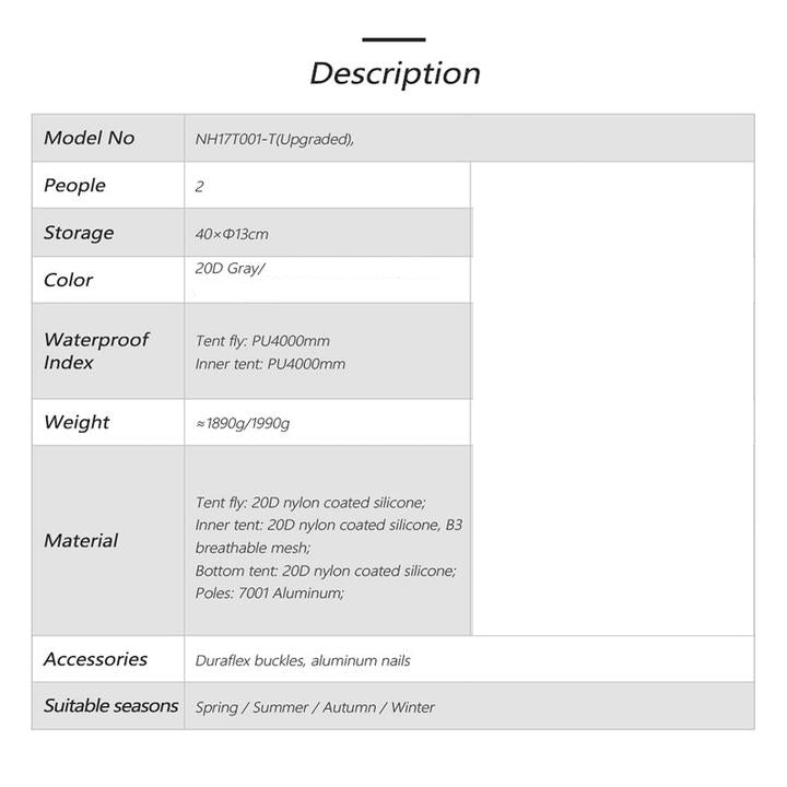 CloudUp2 20D 1-2人尼龍鋁桿輕型帳篷(附墊) - 灰色 Nylon Silicon Aluminum Pole Ultra Light Tent with Mat (Light Grey/Red)
