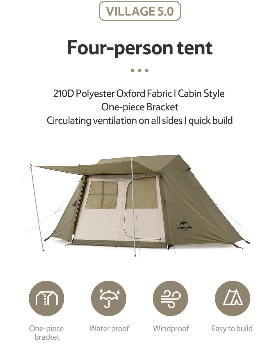 (接受預訂) 鄉村風5.0 三至四人帳篷 (附帳篷柱)