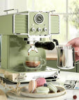 在家自製‧高壓萃取‧壓力計‧生活享受‧奶泡‧拉花‧PE3690復古半自動壓力式意式咖啡機